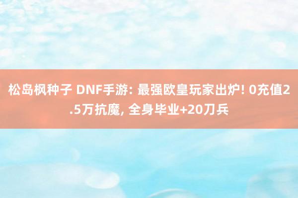 松岛枫种子 DNF手游: 最强欧皇玩家出炉! 0充值2.5万抗魔, 全身毕业+20刀兵